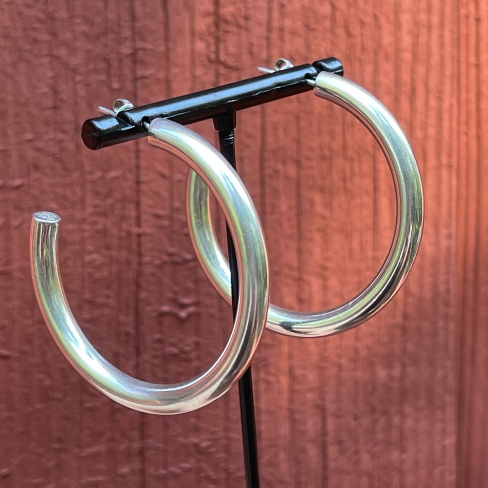 Solid Sterling Silver (.925) Bold Chunky 2” Hoop Earrings